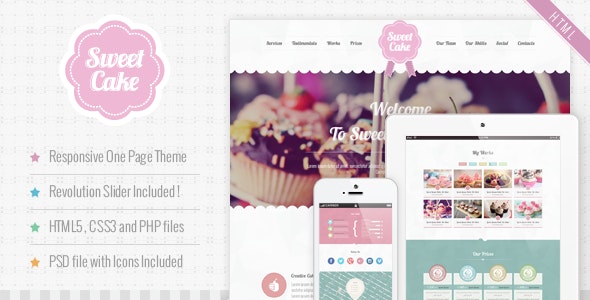 Sweet Cake - Responsive HTML5 One Page Theme
