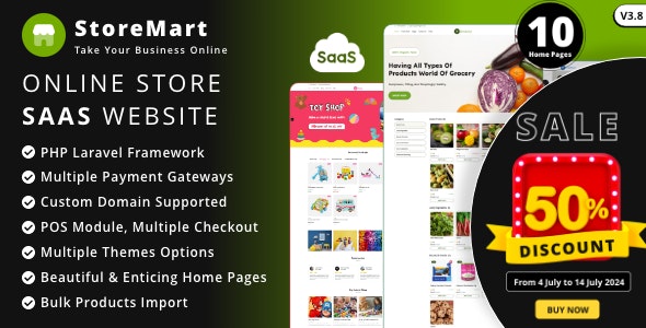 StoreMart SaaS - Online Product Selling Business Website Builder