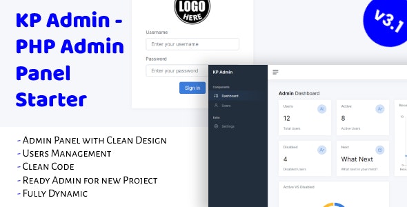 KP Admin - PHP Admin Panel Starter