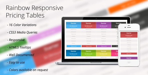 CSS3: Rainbow Responsive Price Tables