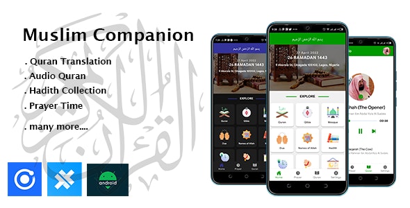 Muslim Companion - Quran, Prayer Time, Hadiths, Admobs,  Android and iOS Application
