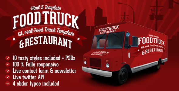Food Truck & Restaurant 10 Styles - HTML5 Template